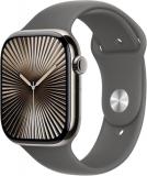 Apple Watch Series 10 [GPS + Cellular, 46mm] Natural Titanium Case with Stone Grey Sport Band - M/L (Renewed Premium)
