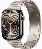 Apple Watch Series 10 [GPS, 42mm] - Natural Titanium Case with Gold Link Bracelet (Renewed)