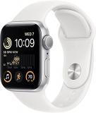 Apple Watch SE (2nd Gen) (GPS, 44mm) - Silver Aluminum Case with White Sport Ban...