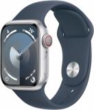 Apple Watch Series 9 [GPS + Cellular, 45mm] - Silver Aluminum Case with Storm Bl...