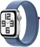 Apple Watch SE (2nd Gen) [GPS, 44mm] - Silver Aluminum Case with Winter Blue Sport Loop, M/L (Renewed)