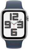 Apple Watch SE (2nd Gen) [GPS + Cellular 44mm] Smartwatch with Silver Aluminum Case with Storm Blue Sport Band S/M. Fitness & Sleep Tracker, Crash Detection, Heart Rate Monitor