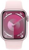 Apple Watch Series 9 [GPS + Cellular 41mm] Pink Aluminum Case with Pink Sport Band S/M (Renewed)