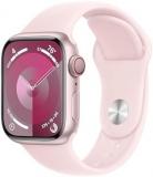 Apple Watch Series 9 [GPS + Cellular 41mm] Pink Aluminum Case with Pink Sport Band S/M (Renewed)
