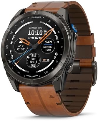 Garmin D2 Mach 2 Pro Carbon Gray DLC Titanium with Chestnut Leather Band