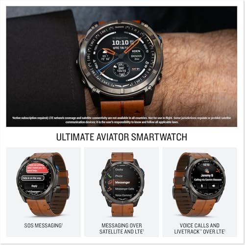 Garmin D2 Mach 2 Pro Carbon Gray DLC Titanium with Chestnut Leather Band