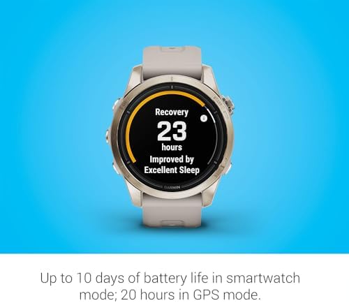 Garmin epix Pro (Gen 2) Sapphire Edition, 42mm, High Performance Smartwatch, Advanced Training Technology, Built-in Flashlight, Light Sand - Bundle w/Deco Essentials Charging Dock & Screen Protectors
