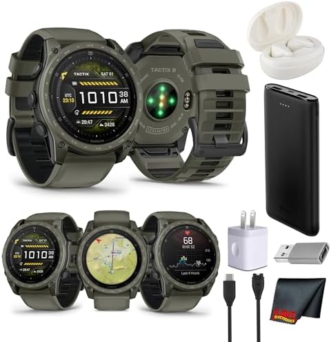 Garmin tactix 8 Tactical Smartwatch 51 mm AMOLED Touchscreen, Titanium Sapphire Cerakote Olive Drab Applied Ballistics Ultralight Multiband GPS LED Flashlight Dive Rated