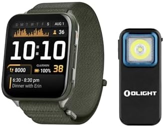 Garmin Venu X1 Moss with Titanium Caseback and Moss ComfortFit Nylon Band Bundle with Rechargeable Clip-On (2 Items)