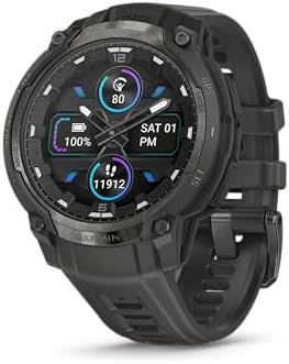 Garmin Instinct Crossover AMOLED, Rugged Hybrid GPS Smartwatch with Analog Watch Hands and Bright AMOLED Display, Charcoal with Charcoal Silicone Band