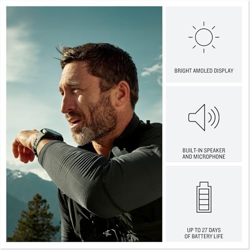 Garmin Fenix 8 Pro 51mm, AMOLED Display, inReach Technology, Premium Connected Multisport Fitness Tracker GPS Smartwatch, Sapphire Carbon Gray DLC Titanium with Black/Pebble Gray Silicone Band Bundle