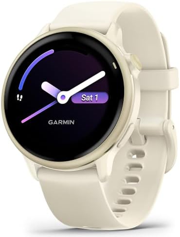 Garmin vivoactive 6 GPS Smartwatch, AMOLED, Bone with Silicone Band, 010-02985-01 - Bundle w/Deco Essentials 26-Month CPS Plan