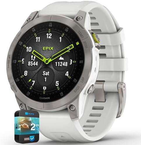 Garmin 010-N2582-20 Epix Gen 2 Premium Active Smartwatch 47 mm White Titanium (Renewed) Bundle with 2 YR CPS Enhanced Protection Pack