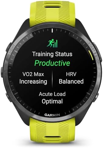 Garmin 010-02809-02 Forerunner 965 Running Smartwatch Amp Yellow and Black Bundle with Deco Essentials Charging Dock, Silicone Dust Cover 3 Pack and 1.4 Inch Screen Protector
