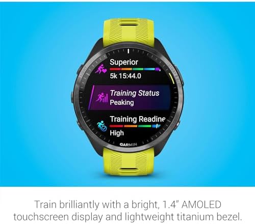 Garmin 010-02809-02 Forerunner 965 Running Smartwatch Amp Yellow and Black Bundle with Deco Essentials Charging Dock, Silicone Dust Cover 3 Pack and 1.4 Inch Screen Protector