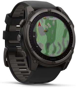 Garmin Fenix 8 47mm Solar Sapphire Multisport GPS Smartwatch, Carbon Gray DLC Titanium with Black/Pebble Gray, 010-02906-10 - Bundle w/Deco Essentials Screen Protector and Fitness and Wellness Suite