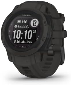 Garmin Instinct 2S Solar, Smaller-Sized Rugged Outdoor Watch with GPS, with Solar Charging Capabilities, Built for All Elements, Multi-GNSS Support, Tracback Routing and More, Graphite