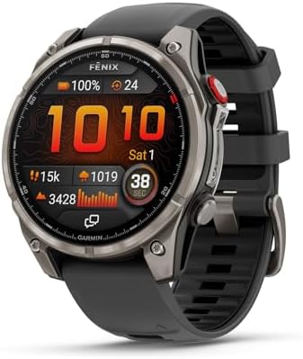 Garmin fēnix 8 Pro, 51mm, AMOLED Display, Premium Connected Multisport GPS Smartwatch, inReach Technology, Sapphire, Titanium with Graphite/Black Silicone Band