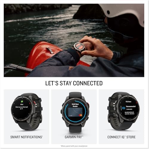 Garmin fēnix 8 Pro, 51mm, AMOLED Display, Premium Connected Multisport GPS Smartwatch, inReach Technology, Sapphire, Carbon Gray DLC Titanium with Black/Pebble Gray Silicone Band
