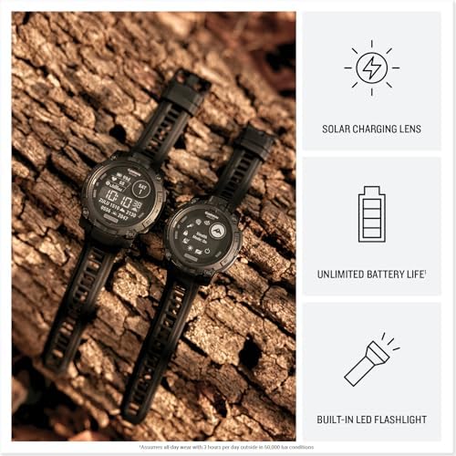 Garmin Instinct 3 Tactical Edition, 45mm, Solar Charged Display, Rugged Outdoor GPS Smartwatch