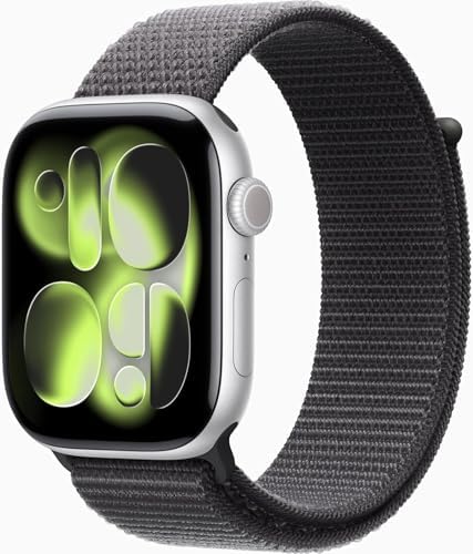 Apple Watch Series 11 [GPS + Cellular, 46mm] Silver Aluminum Case with Dark Gray Sport Loop Band, One Size (Renewed Premium)