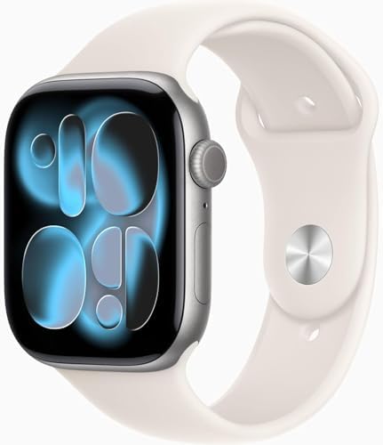 Apple Watch Series 11 [GPS + Cellular, 46mm] Space Gray Aluminum Case with Starlight Sport Band, M/L (Renewed Premium)