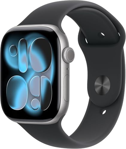 Apple Watch Series 11 [GPS + Cellular, 46mm] Space Gray Aluminum Case with Black Sport Band, S/M (Renewed Premium)