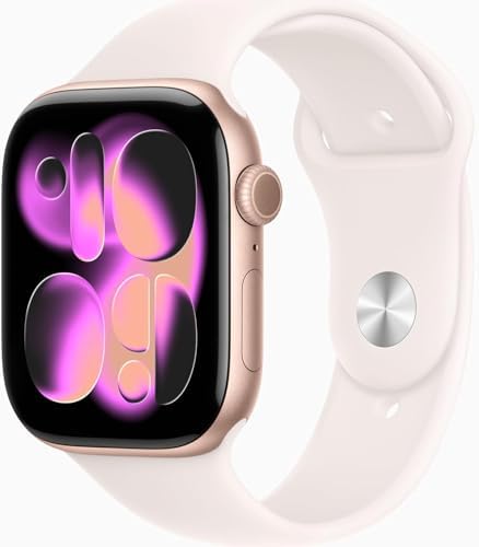 Apple Watch Series 11 [GPS, 46mm] Rose Gold Aluminum Case with Light Blush Sport Band, M/L (Renewed Premium)