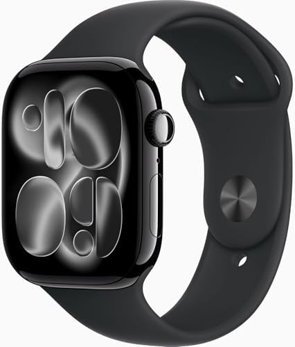 Apple Watch Series 11 [GPS, 46mm] Jet Black Aluminum Case with Black Sport Band, M/L (Renewed Premium)