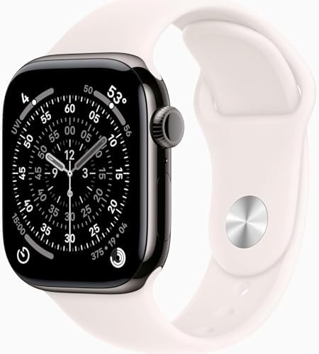 Apple Watch Series 11 [GPS + Cellular, 42mm] Slate Titanium Case with Light Blus...