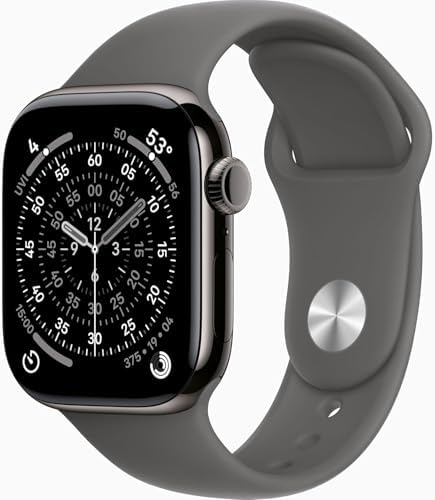 Apple Watch Series 11 [GPS + Cellular, 42mm] Slate Titanium Case with Stone Gray...