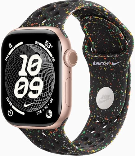 Apple Watch Series 11 [GPS + Cellular, 42mm] Rose Gold Aluminum Case with Midnight Black Nike Sport Band, S/M (Renewed Premium)