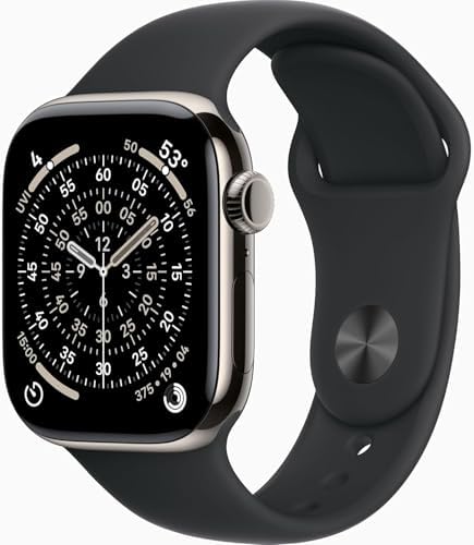 Apple Watch Series 11 [GPS + Cellular, 42mm] Natural Titanium Case with Black Sp...