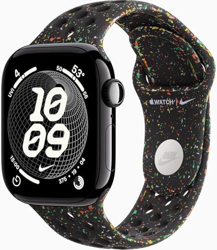 Apple Watch Series 11 [GPS + Cellular, 42mm] Jet Black Aluminum Case with Midnight Black Nike Sport Band, S/M (Renewed Premium)