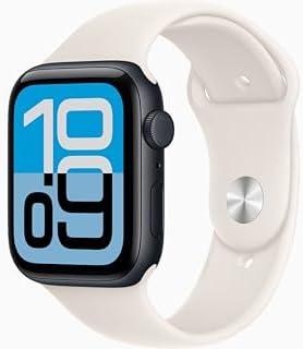 Apple Watch SE 3 [GPS + Cellular, 44mm] Midnight Aluminum Case with Starlight Sport Band, M/L (Renewed Premium)