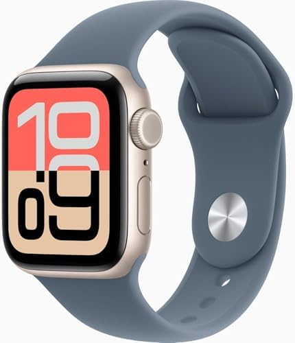 Apple Watch SE 3 [GPS + Cellular, 40mm] Starlight Aluminum Case with Anchor Blue Sport Band, S/M (Renewed Premium)