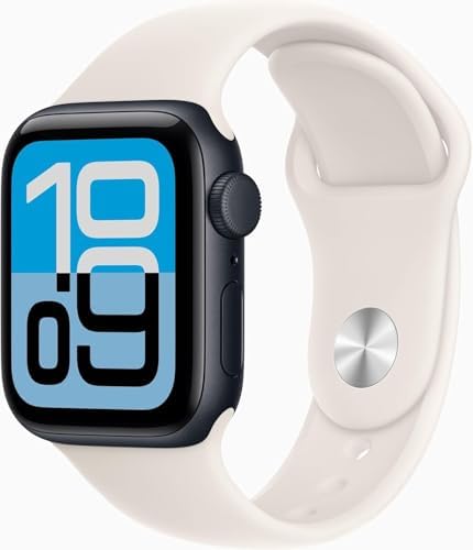 Apple Watch SE 3 [GPS + Cellular, 40mm] Midnight Aluminum Case with Starlight Sport Band, M/L (Renewed Premium)