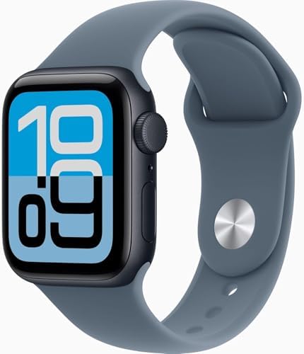 Apple Watch SE 3 [GPS + Cellular, 40mm] Midnight Aluminum Case with Anchor Blue Sport Band, S/M (Renewed Premium)