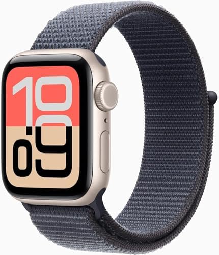 Apple Watch SE 3 [GPS, 40mm] Starlight Aluminum Case with Anchor Blue Sport Loop Band, One Size (Renewed Premium)