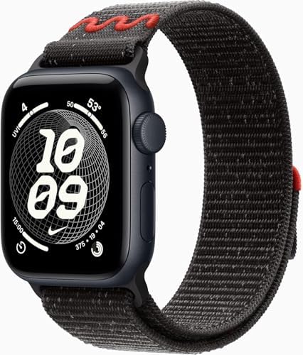 Apple Watch SE 3 [GPS + Cellular, 40mm] Midnight Aluminum Case with Midnight Black Nike Sport Loop, One Size (Renewed Premium)