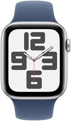 Apple Watch SE (2nd Gen) [GPS + Cellular 44mm] Smartwatch with Silver Aluminum Case with Denim Sport Band M/L. Fitness and Sleep Trackers, Crash Detection, (Renewed)