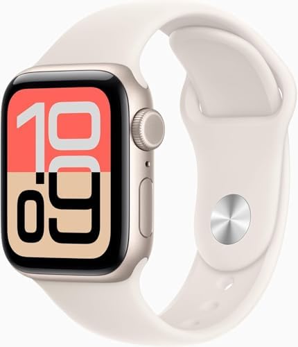 Apple Watch SE 3 [GPS + Cellular, 40mm] Starlight Aluminum Case with Starlight Sport Band, S/M (Renewed Premium)