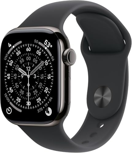 Apple Watch Series 11 [GPS + Cellular, 42mm] Slate Titanium Case with Black Spor...