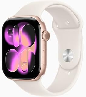 Apple Watch Series 11 [GPS + Cellular, 46mm] Rose Gold Aluminum Case with Starlight Sport Band, M/L (Renewed)