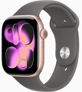 Apple Watch Series 11 [GPS + Cellular, 46mm] Rose Gold Aluminum Case with Stone Gray Sport Band, M/L (Renewed)