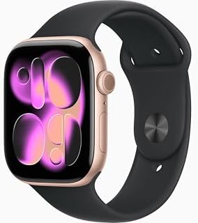 Apple Watch Series 11 [GPS + Cellular, 46mm] Rose Gold Aluminum Case with Black Sport Band, M/L (Renewed)