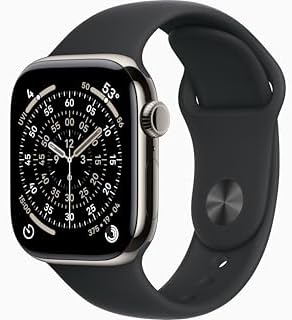 Apple Watch Series 11 [GPS + Cellular, 42mm] Natural Titanium Case with Black Sp...