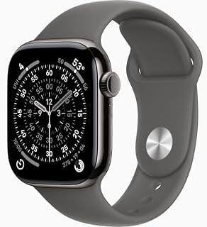 Apple Watch Series 11 [GPS + Cellular, 42mm] Slate Titanium Case with Stone Gray Sport Band, M/L (Renewed)