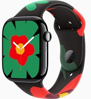Apple Watch Series 11 [GPS + Cellular, 46mm] Jet Black Aluminum Case with Black Unity - Unity Bloom Sport Band, M/L (Renewed)
