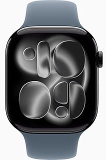 Apple Watch Series 11 [GPS + Cellular, 46mm] Jet Black Aluminum Case with Anchor Blue Sport Band, S/M (Renewed)